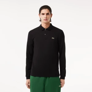 Lacoste Miesten Pikeepaita, LONG SLEEVED COTTON POLO Musta