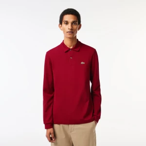 Lacoste Miesten Pikeepaita, LONG SLEEVED COTTON POLO Viininpunainen