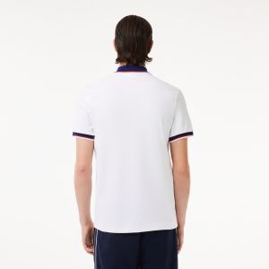 Lacoste Miesten Pikeepaita, REGULAR FIT STRECH COTTON PIQUE CONTRAST Valkoinen