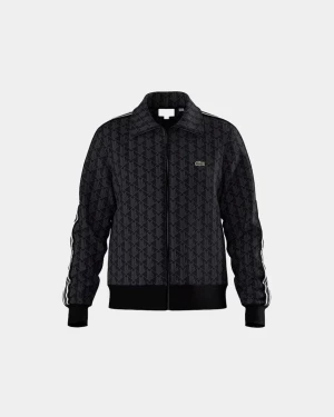 Lacoste Miesten Verryttelytakki, PARIS JACQUARD MONOGRAM ZIPPED Musta