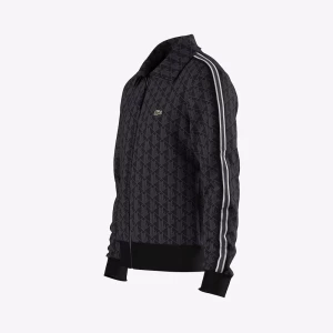 Lacoste Miesten Verryttelytakki, PARIS JACQUARD MONOGRAM ZIPPED Musta