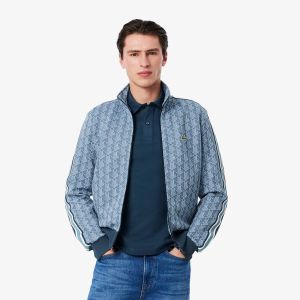 Lacoste Miesten Verryttelytakki, PARIS JACQUARD MONOGRAM ZIPPED Sininen Kuosi