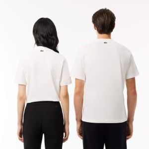 Lacoste Unisex T-paita, LACOSTE SIGNATURE PRINT T-SHIRT Valkoinen