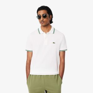 lacosten miesten pikeepaita, RIBBED COLLAR SHIRT Valkoinen