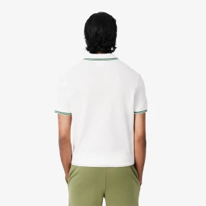 lacosten miesten pikeepaita, RIBBED COLLAR SHIRT Valkoinen