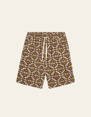 Les Deux Miesten Shortsit, HENDRIX AOP SHORTS Ruskea Kuosi