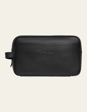 Les Deux toilettilaukku, LEATHER WASH BAG Musta