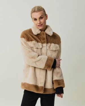 Lexington Naisten Takki, YVONNE FAUX FUR JACKET Beige