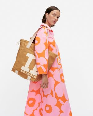 Marimekko naisten laukku,Mono City Tote Solid olkalaukku Kaakaonruskea