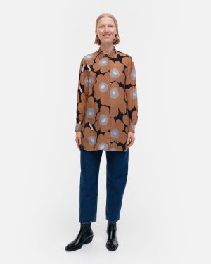 Marimekko Naisten Paita, SIVUTA UNIKKO KUPROPAITA Ruskea Kuosi