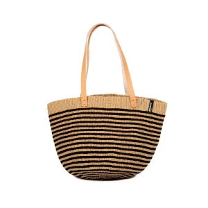 Mifuko Naisten Olkalaukku, Pamba shopper basket | Black thin stripe Raidallinen Musta