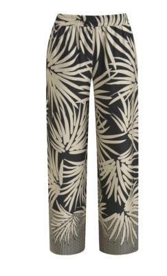 Milano Italy naisten housut, WIDLEG PANTS BLACK PRINT Musta Kuosi