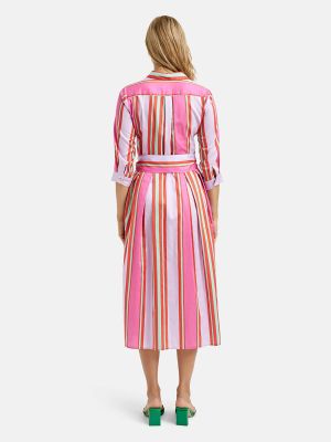 Milano Italy naisten mekko, DRESS 3/4 W BELT Moniväriraita