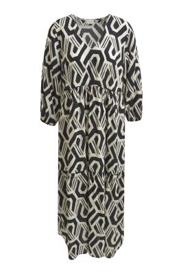 Milano Italy Naisten Mekko, MAXIDRESS BLACK PRINT Musta Kuosi