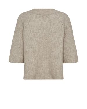 Mos Mosh naisten neule, MMTaci 3/4 V-Neck Knit Hiekka