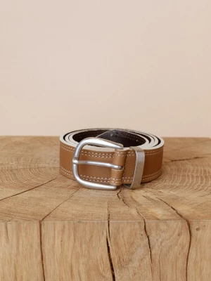 Mos Mosh Naisten Vyö, MMStitch Leather Belt Vaalea Beige