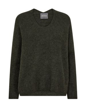 Mos Mosh neule, THORA V-NECK KNIT Armeijanvihreä