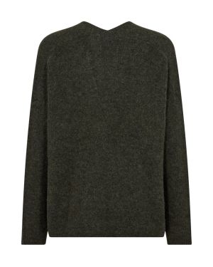 Mos Mosh neule, THORA V-NECK KNIT Armeijanvihreä