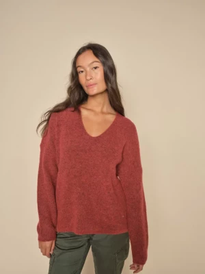 Mos Mosh neule, THORA V-NECK KNIT Punainen