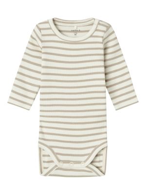 Name It lasten body, NBBANI LS BODY Raidallinen Beige