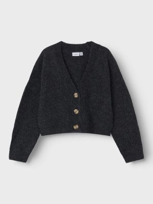 Name It lasten neuletakki, NKFHOLLY BOXY SHORT KNIT CARDIGAN Tummanharmaa