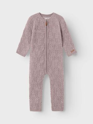 Name It Lasten Potkupuku, NMMWRILLA WOOL LS KNIT SUIT Beige