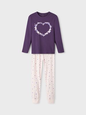 Name It Lasten Pyjamasetti Nightset Purble Heart Noos Liila