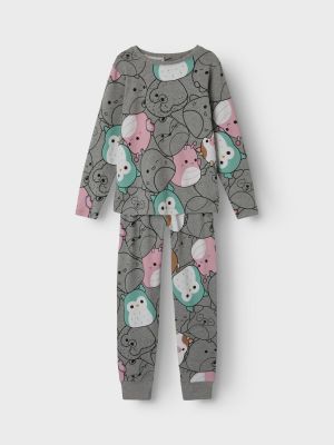 Name It Lasten Pyjamasetti, NKFOBIA SQUISH LS NIGHTSET Harmaa