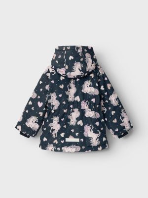 Name It lasten takki, NMFMAXI JACKET UNICORN HEART Tummansininen