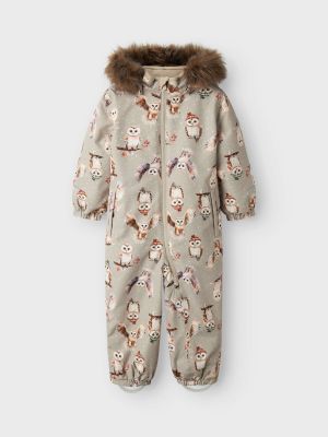 Name It Lasten Toppahaalari, NMNSNOW10 SUIT AOP Vaalea Beige