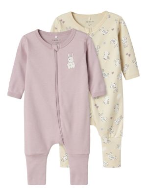 Name It lasten yöasu, NBFNIGHTSUIT 2PACK ZIP Vaaleanpunainen