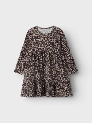 Name It Mekko, NMFSYS XSL LS DRESS Ruskea Kuosi