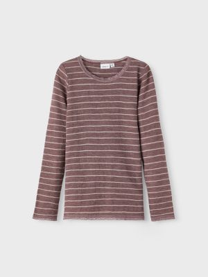 Name It paita, NKFWANG WOOL NEEDLE LS TOP Raidallinen Punainen