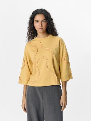 Object naisten pusero, OBJLIV RE 3/4 SWEATSHIRT CC2 SS Keltainen