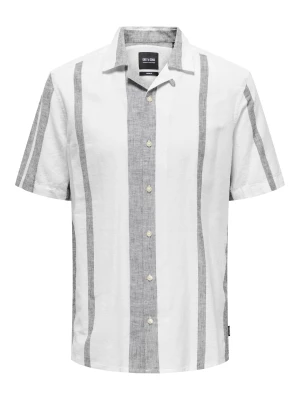 Only and Sons Miesten Kauluspaita, CAIDE STRIPE LINEN SHIRT NOS Raidallinen Harmaa