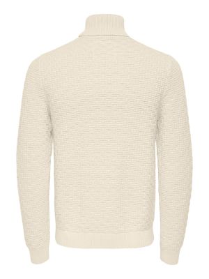 Only and Sons miesten neulepusero, KAY REG ROLL NECK KNIT Valkoinen