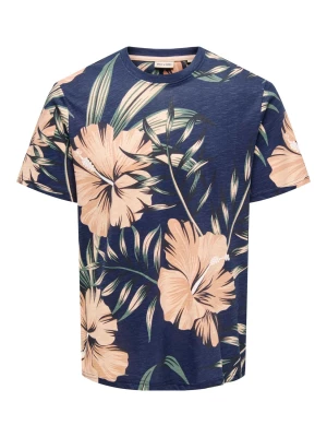 Only and Sons Miesten T-paita ONSKLOP REG SS FLORAL TEE Sininen Kuosi