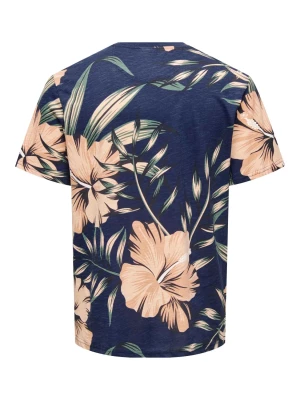 Only and Sons Miesten T-paita ONSKLOP REG SS FLORAL TEE Sininen Kuosi