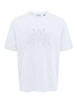 Only and Sons miesten t-paita, RHINESTONE RLX SS TEE Valkoinen