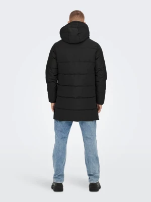 Only and Sons Miesten Talvitakki Carl Long Quilted Coat Musta