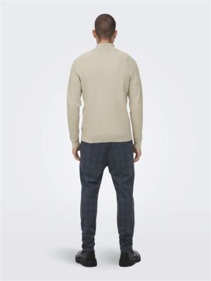 Only and Sons neule, PHIL COTTON HALF ZIP Luonnonvalkoinen