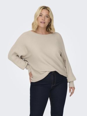 Only Carmakoma naisten neule, CARNEW ADALINE L/S PULLOVER KNT Luonnonvalkoinen