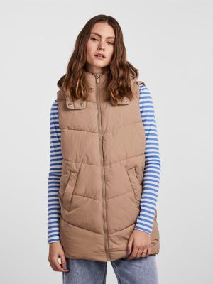 Pieces Naisten Liivi, PCJAMILLA SHORT PUFFER VEST NOOS Vaalea Beige