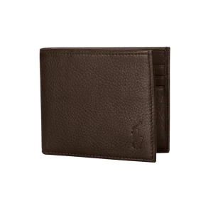 Polo Ralph Lauren lompakko, PEBBLED BILLFOLD LEATHER WALLET Keskiruskea