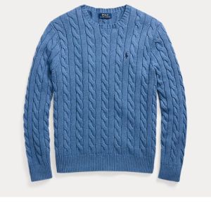 Polo Ralph Lauren Miesten Neulepusero, K CABLE KNIT COTTON SWEATER Vaaleansininen