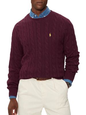 Polo Ralph Lauren Miesten Neulepusero, K CABLE KNIT COTTON SWEATER Viininpunainen