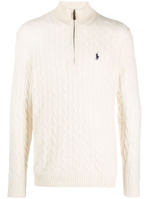 Polo Ralph Lauren Miesten Neulepusero, LONG SLEEVE-PULLOVER Luonnonvalkoinen