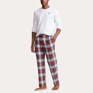 Polo Ralph Lauren Miesten Pyjamasetti, LS PJ SET LOUNGE SEASONAL Punainen Ruutu