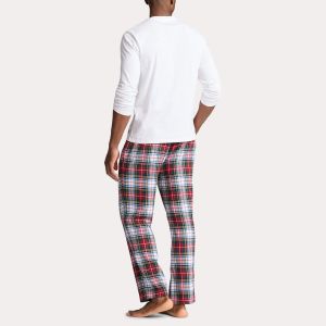 Polo Ralph Lauren Miesten Pyjamasetti, LS PJ SET LOUNGE SEASONAL Punainen Ruutu