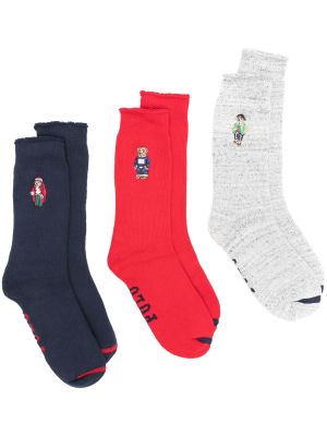 Polo Ralph Lauren Miesten Sukat 3-Pack, BEARS CREW SOCK Punainen